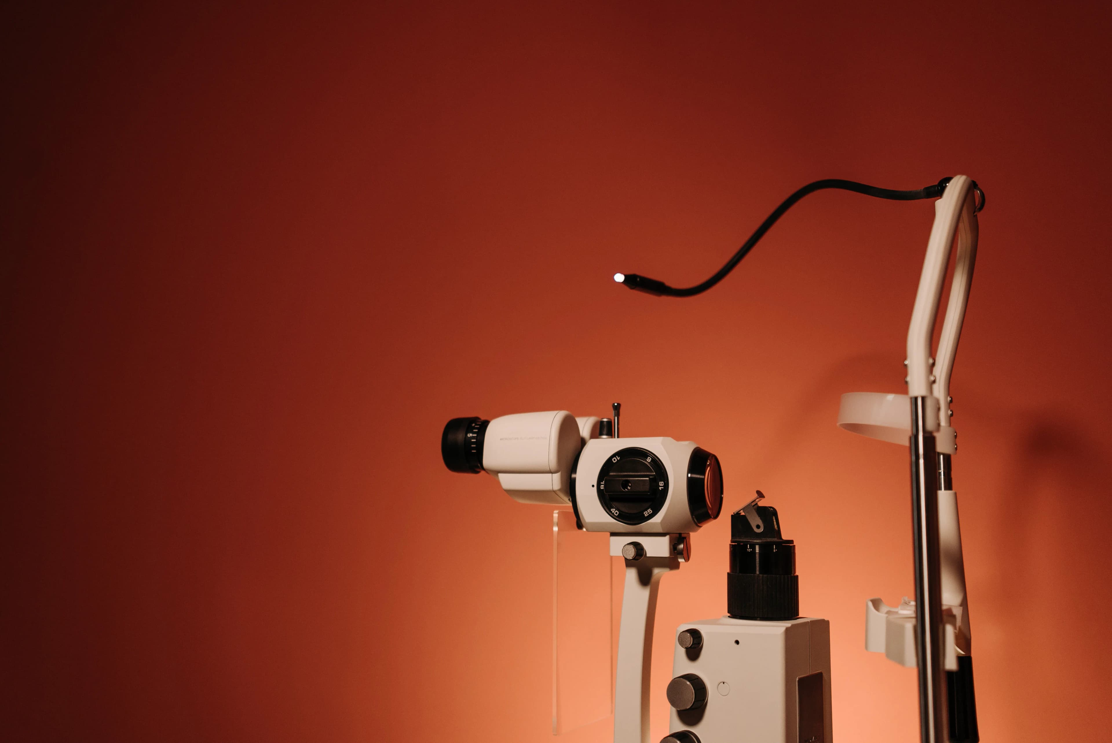 A slit lamp used for detailed eye examinations